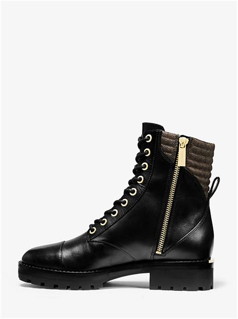 michael michael kors bastian logo-trim leather combat boot|Michael Kors Combat Boots for Women for sale .